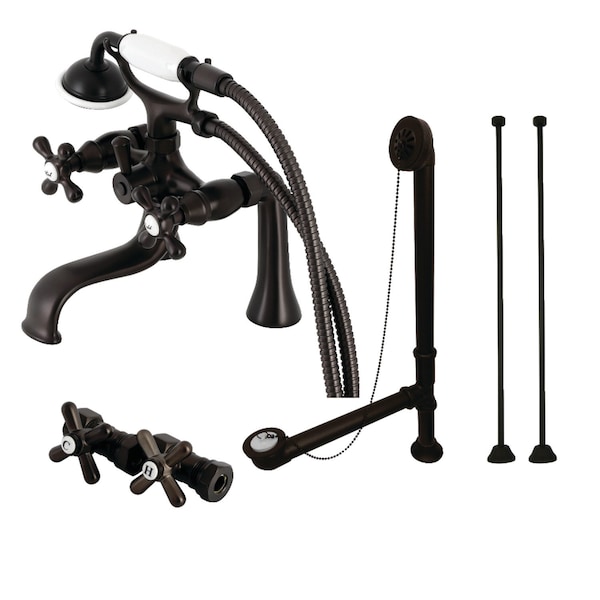 Kingston Brass CCK228ORB Deck Mount Clawfoot Tub Faucet Package with Supply Line, Oil Rubbed Bronze CCK228ORB - main